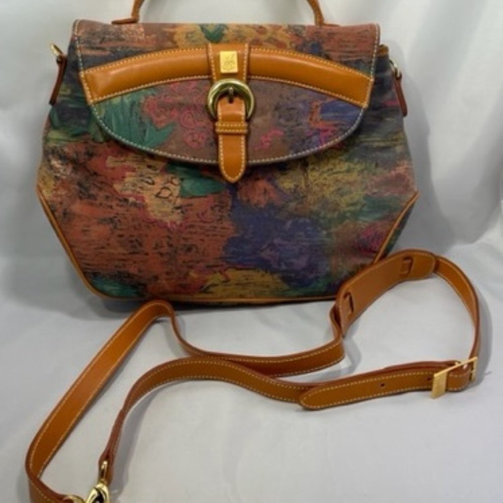 Colorful Cloth Purse with Pleather Trim